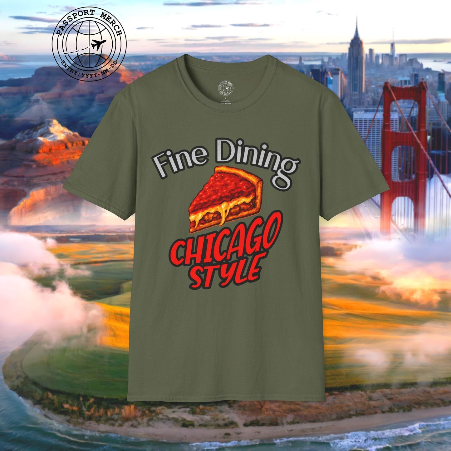Deep Dish Pizza Fine Dining Chicago Style, Illinois T-Shirt