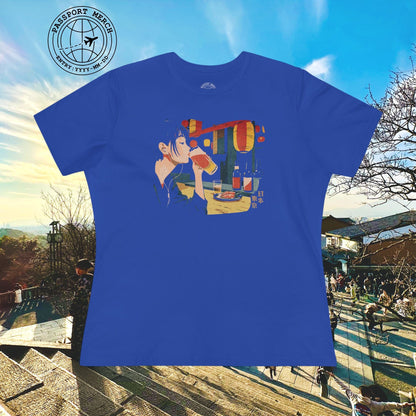 Woman Drinking in Shibuya, Tokyo, Japan, Womens Fit T-Shirt
