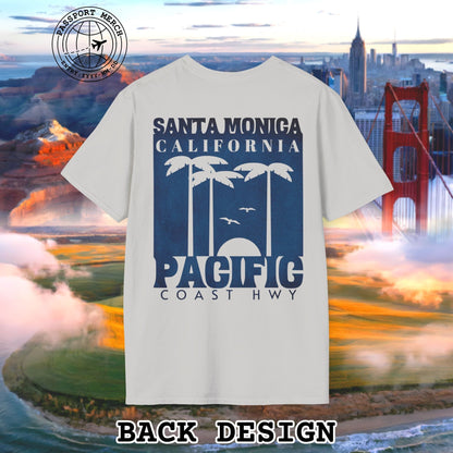 Santa Monica California PCH, Back Print T-Shirt