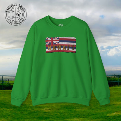Vintage Koa Wood Carved Hawaiian Flag Crewneck