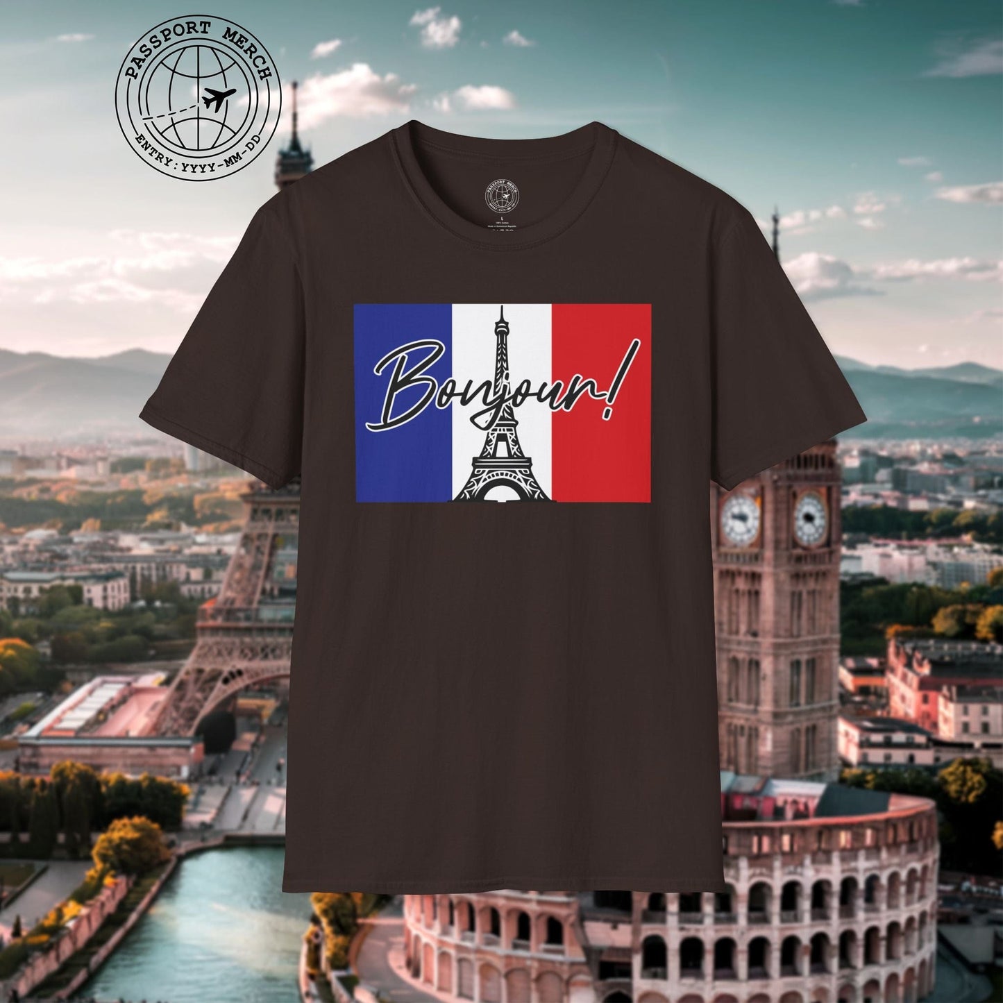 Bonjour Eiffel Tower Paris France T-Shirt
