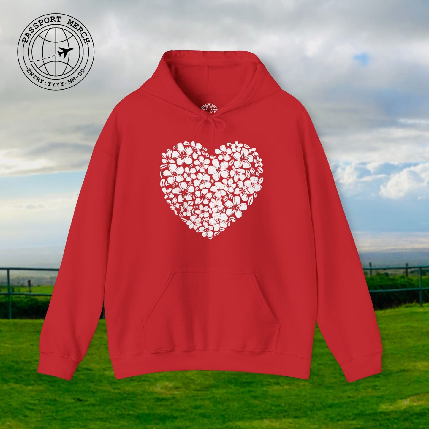 Valentine's Hawaiian Plumeria Heart Hoodie