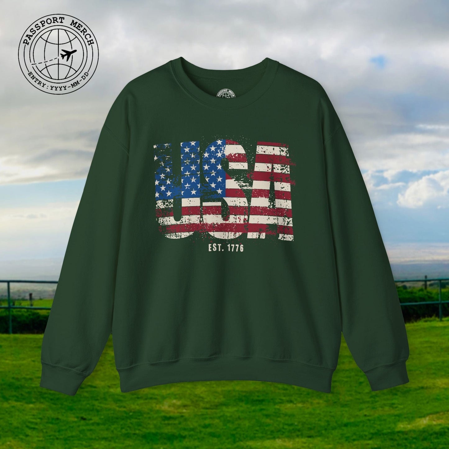 Vintage Distressed USA Letter Flag Crewneck