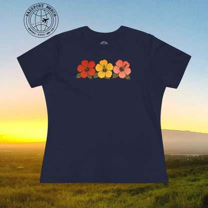 Three Vintage Hibiscus, Hawaii, Womens Fit T-Shirt