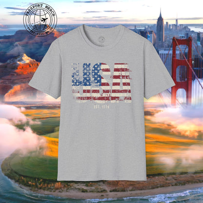 Vintage Distressed USA Letter Flag T-Shirt