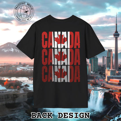 Vintage Canada Patriotism Letter Flag, Back Print T-Shirt