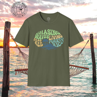 Chasing Waves Living Free Puerto Rico T-Shirt