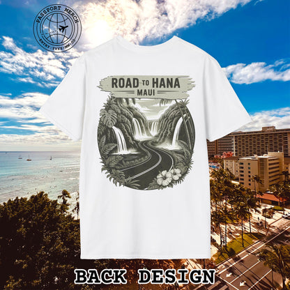 Vintage Road to Hana, Maui, Hawaii, Back Print T-Shirt