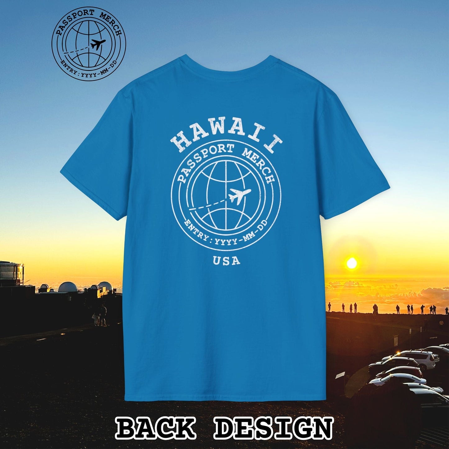 Brand Passport Stamp, Hawaii, Back Print T-Shirt