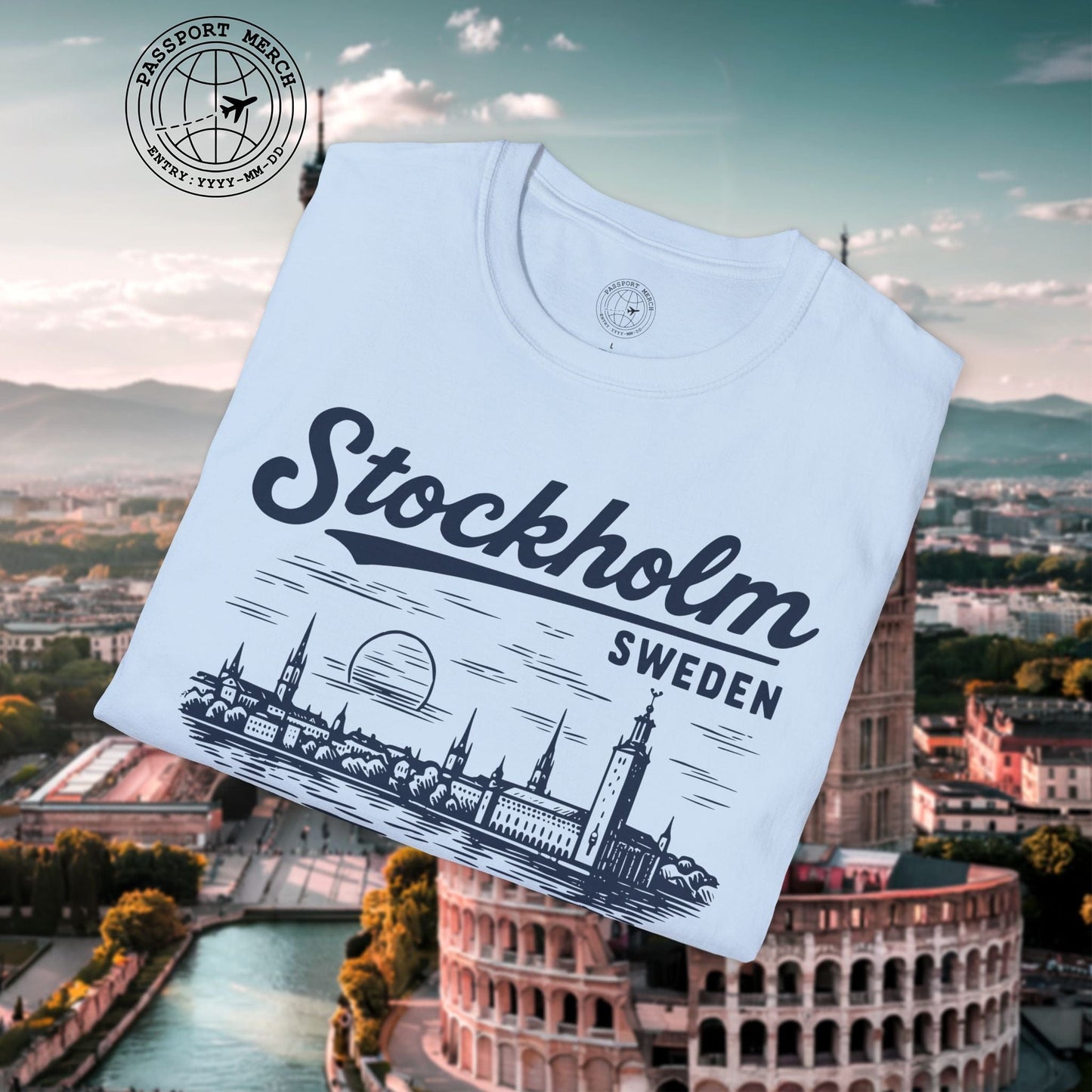 Monochrome Dreams of Stockholm, Sweden T-Shirt