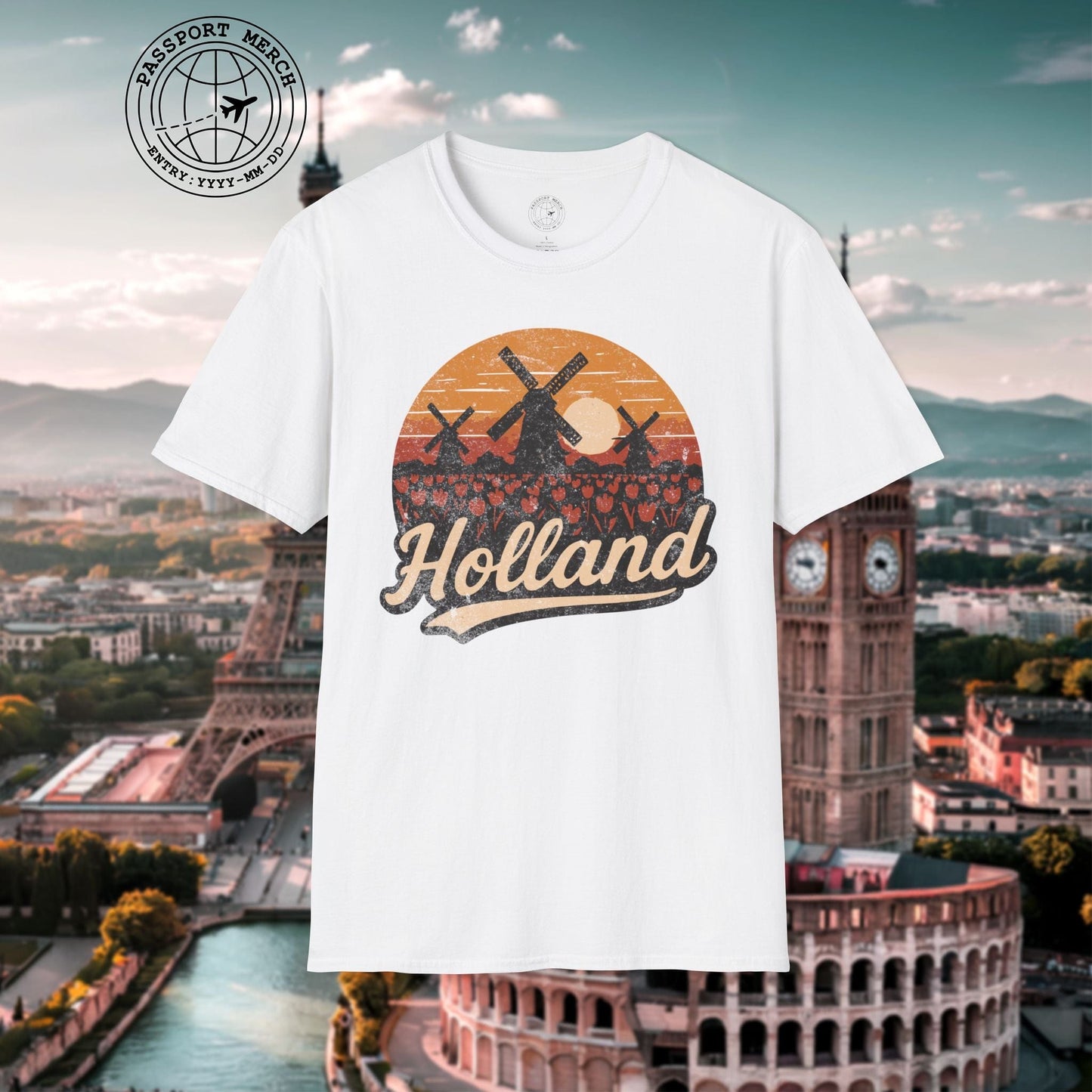 Holland Tulips and Windmills T-Shirt