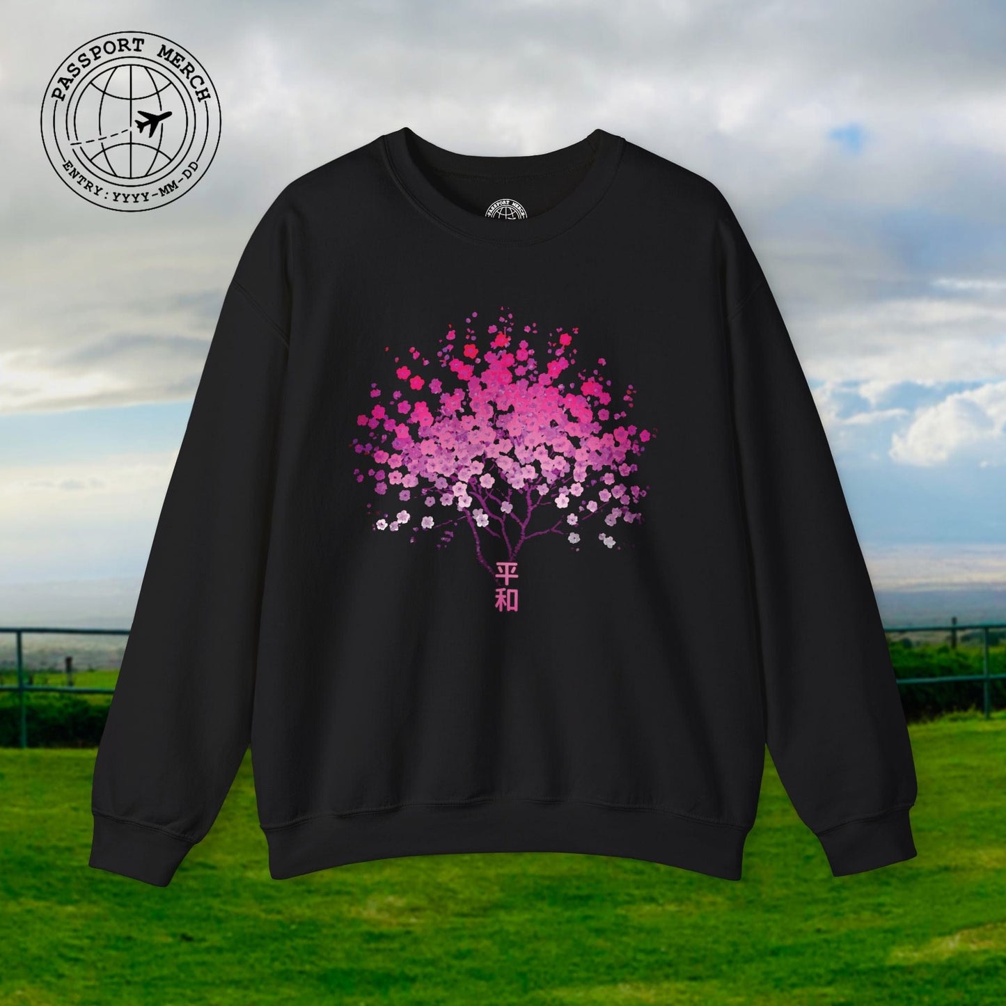 Cherry Blossoms Growing from Peace Japan Crewneck
