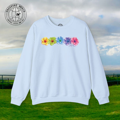 Five Vibrant Hibiscus, Hawaii Crewneck