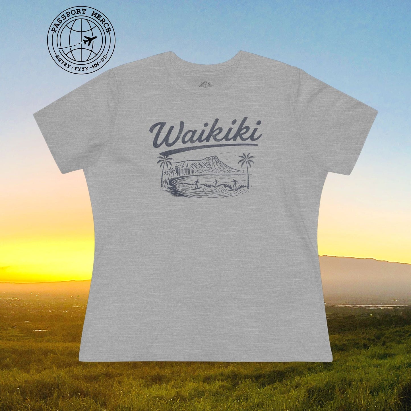 Monochrome Dreams of Waikiki, Hawaii, Womens Fit T-Shirt