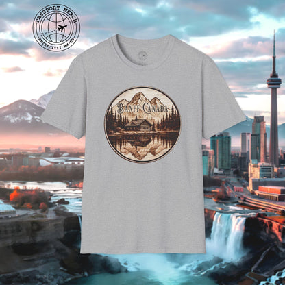 Wood Burned Badge, Banff Canada T-Shirt