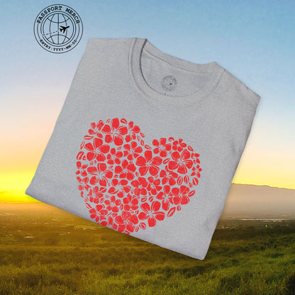 Valentine's Hawaiian Plumeria Heart T-Shirt