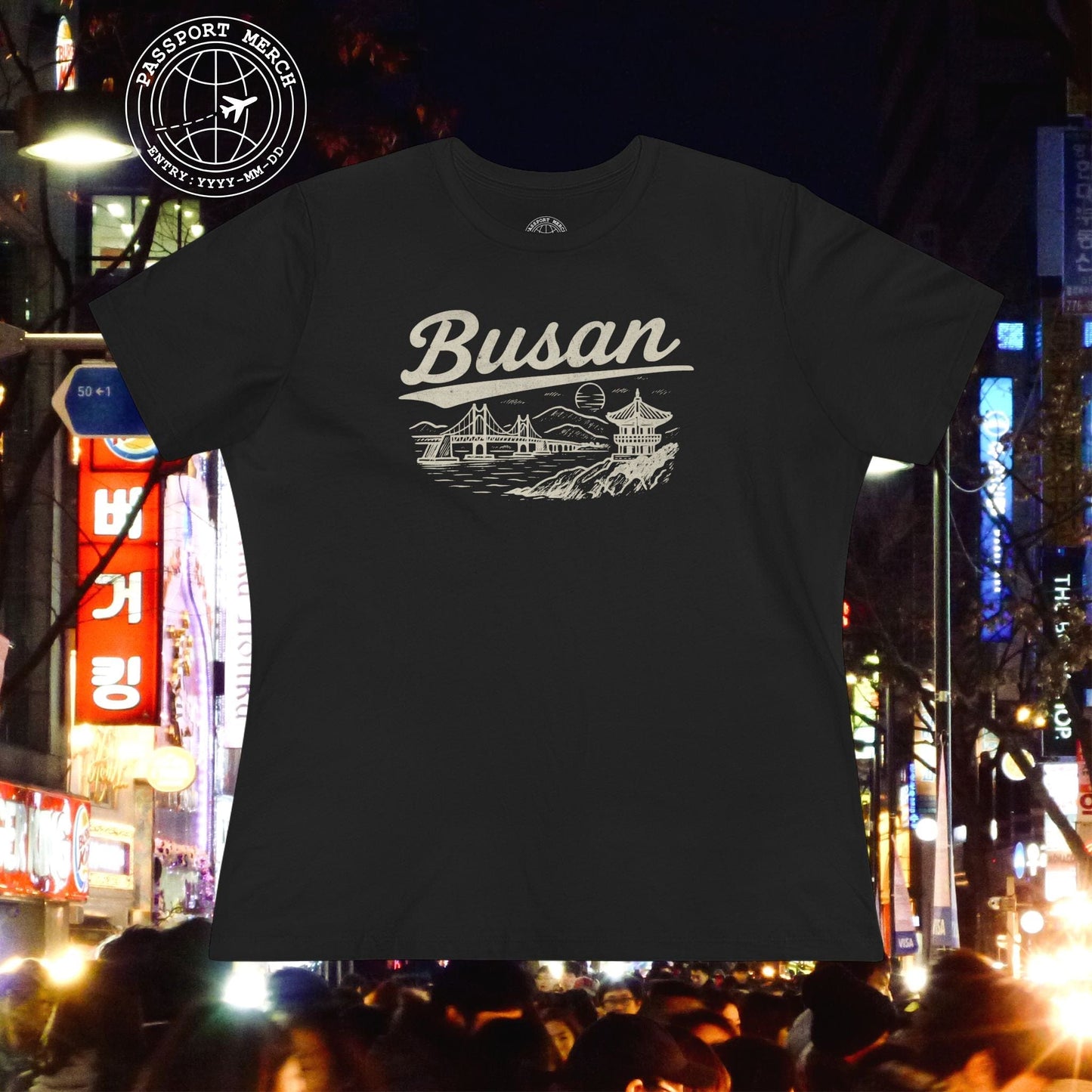 Monochrome Dreams of Busan Korea, Womens Fit T-Shirt