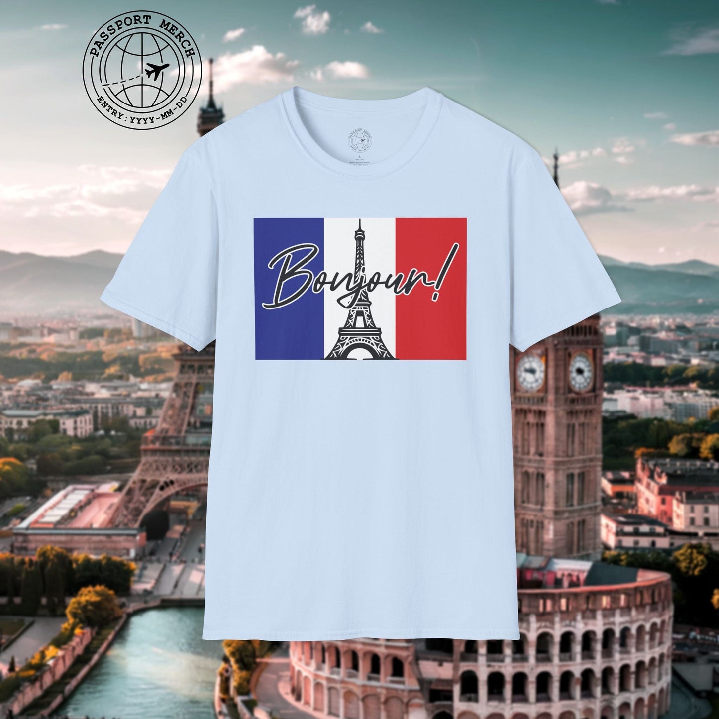 Bonjour Eiffel Tower Paris France T-Shirt