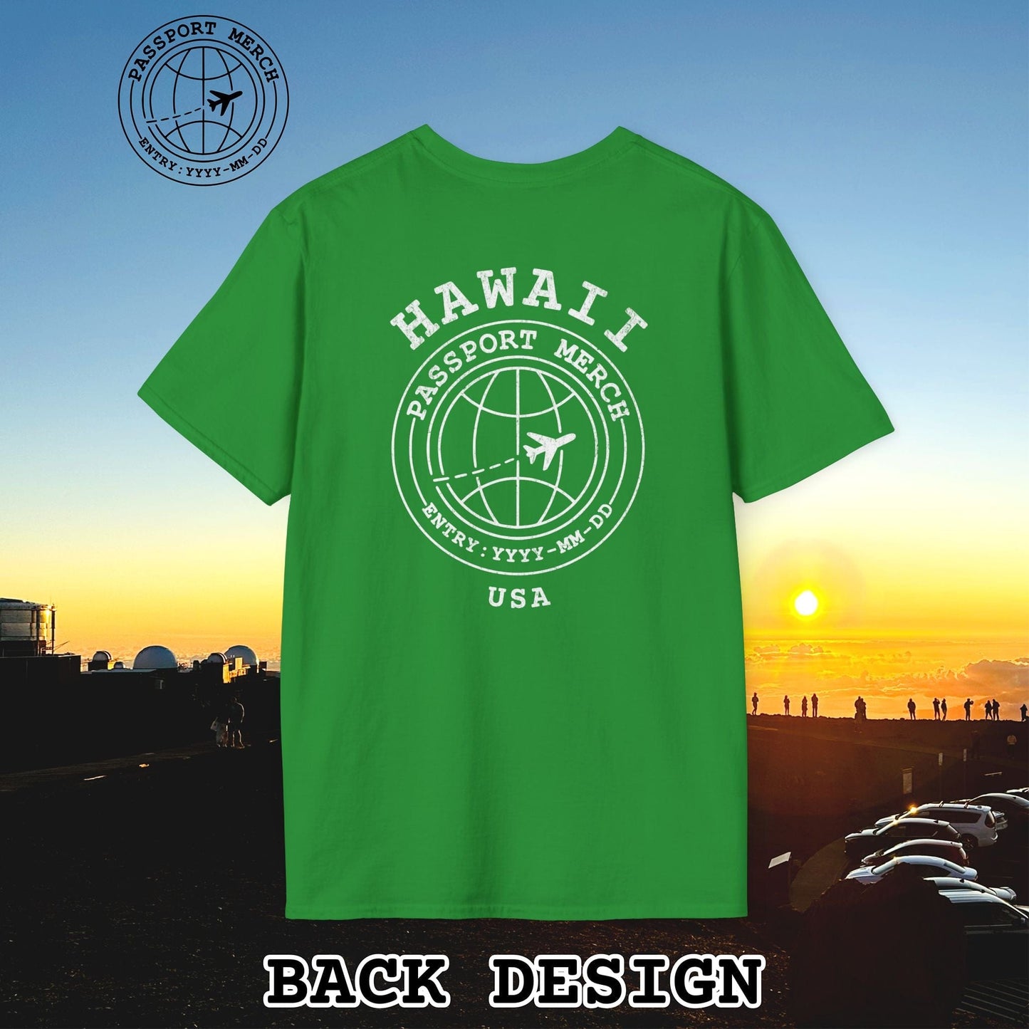 Brand Passport Stamp, Hawaii, Back Print T-Shirt