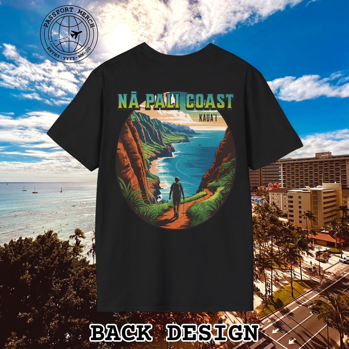 Napali Coast, Kauai, Hawaii, Back Print T-Shirt