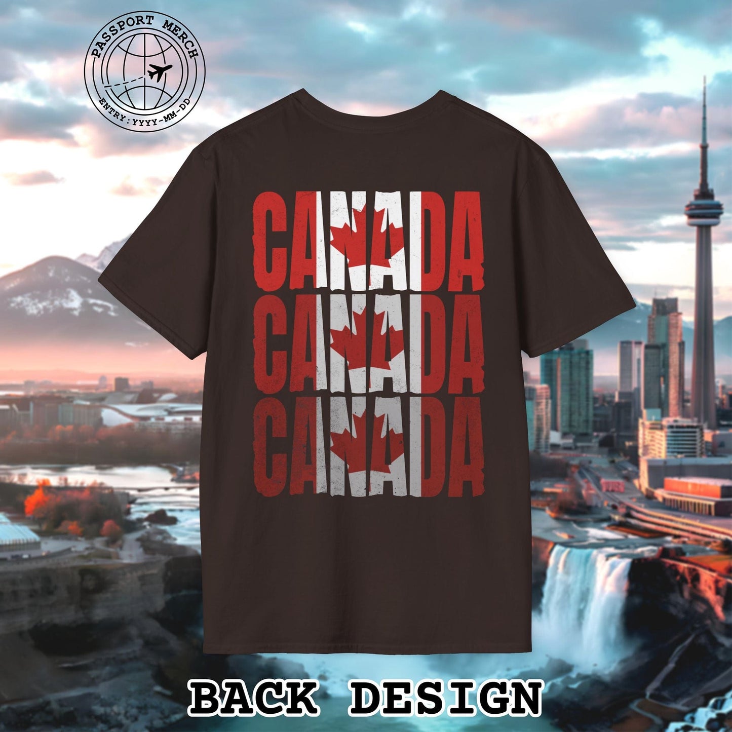 Vintage Canada Patriotism Letter Flag, Back Print T-Shirt