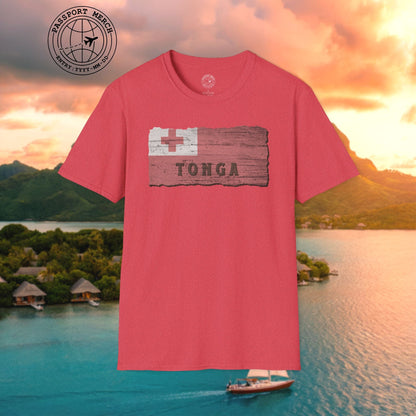 Kingdom of Tonga Woodworked Flag T-Shirt