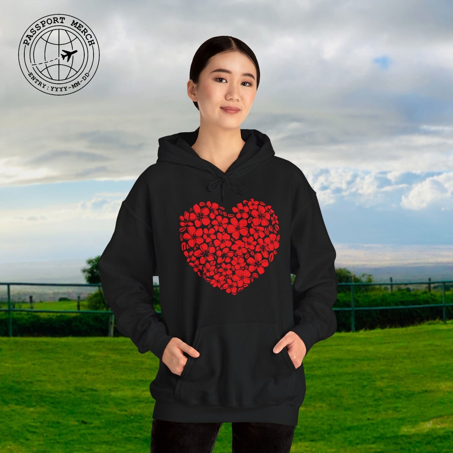 Valentine's Hawaiian Plumeria Heart Hoodie