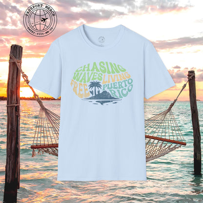 Chasing Waves Living Free Puerto Rico T-Shirt