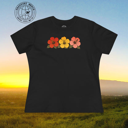 Three Vintage Hibiscus, Hawaii, Womens Fit T-Shirt