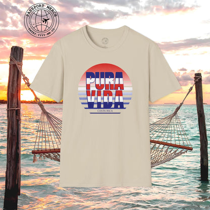 Pura Vida Patriotism Costa Rica Letter Flag T-Shirt