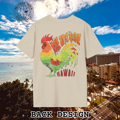 Rise and Shine Rooster, Hawaii, Back Print T-Shirt