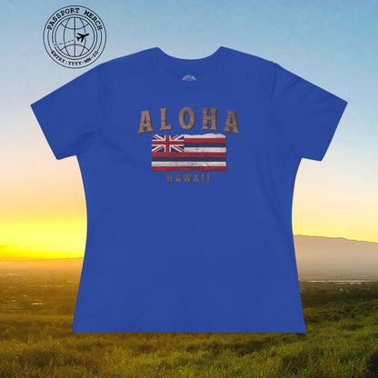 Koa Wood Aloha Hawaiian Flag, Womens Fit T-Shirt