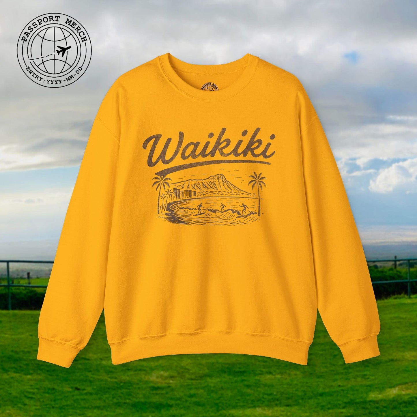 Monochrome Dreams of Waikiki, Hawaii Crewneck