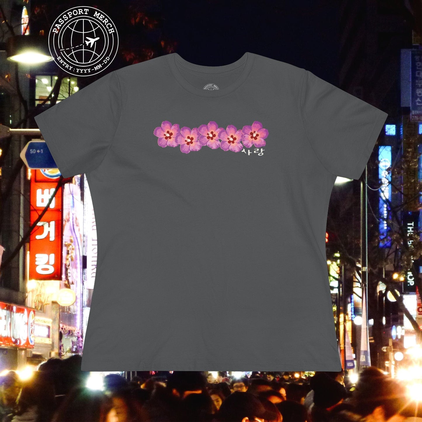 Five Pink Mugunghwa, Korea, Womens Fit T-Shirt