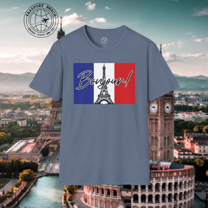 Bonjour Eiffel Tower Paris France T-Shirt