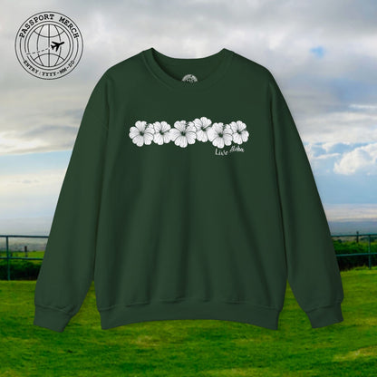 Live Aloha Monochrome Hibiscus, Hawaii Crewneck