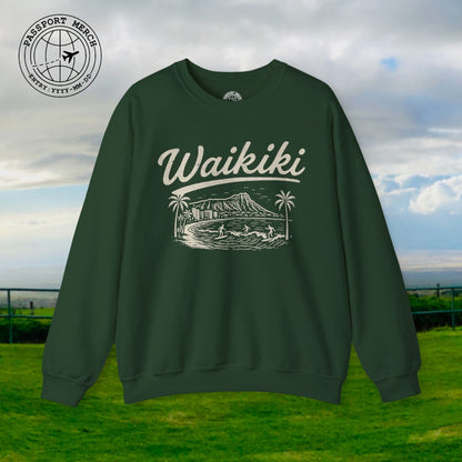Monochrome Dreams of Waikiki, Hawaii Crewneck