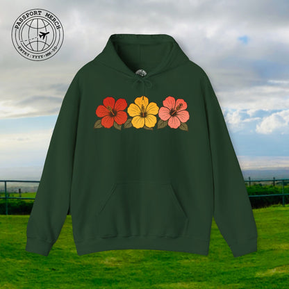 Three Vintage Hibiscus, Hawaii Hoodie