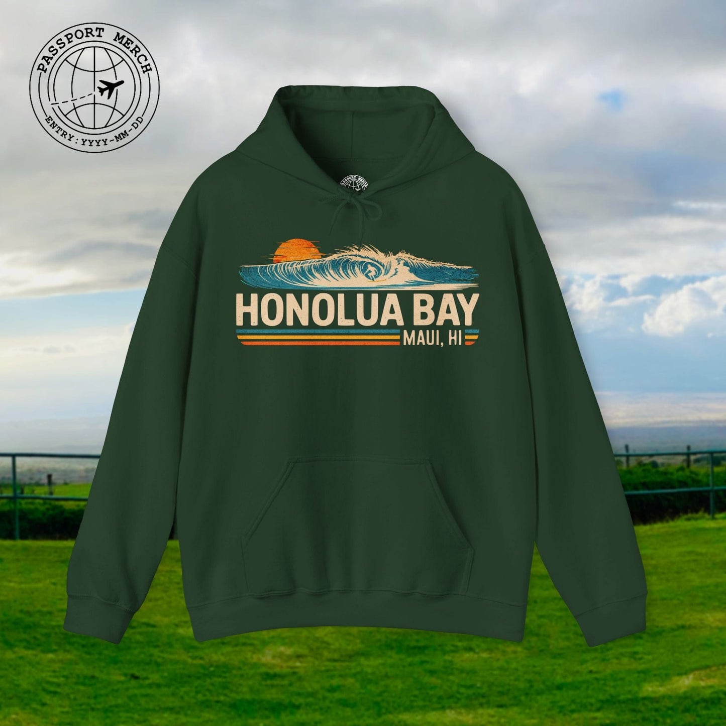 Honolua Bay, Maui, Hawaii - Vibrant Surf Retro Hoodie