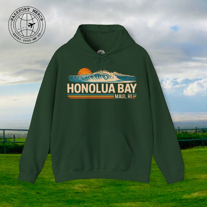 Honolua Bay, Maui, Hawaii - Vibrant Surf Retro Hoodie