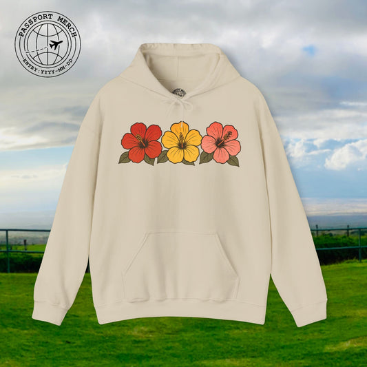 Three Vintage Hibiscus, Hawaii Hoodie