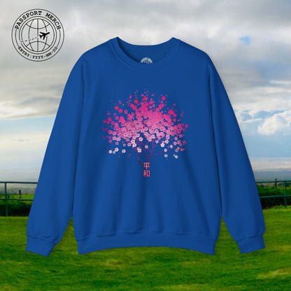 Cherry Blossoms Growing from Peace Japan Crewneck