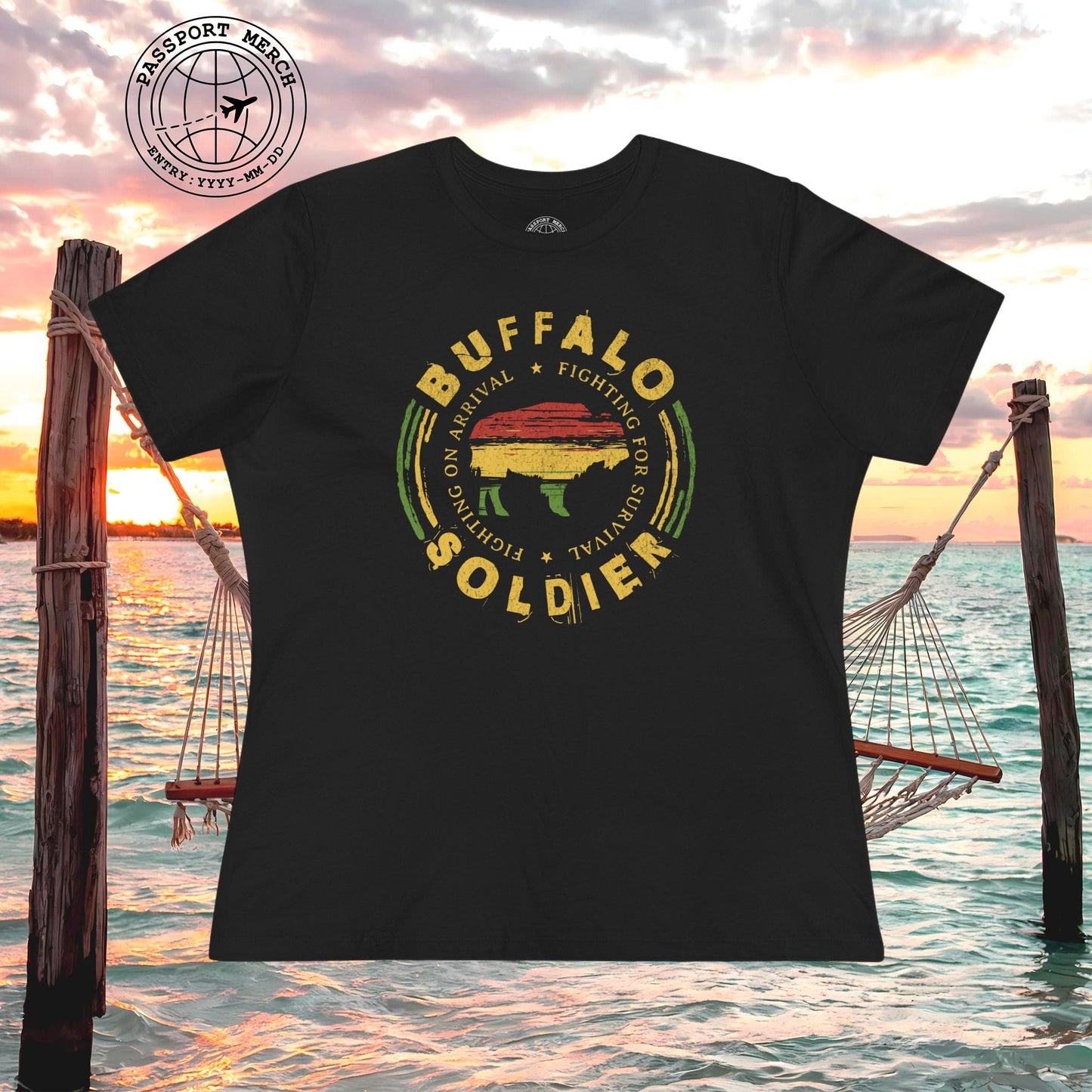 Vintage Buffalo Soldier, Jamaica, Womens Fit T-Shirt
