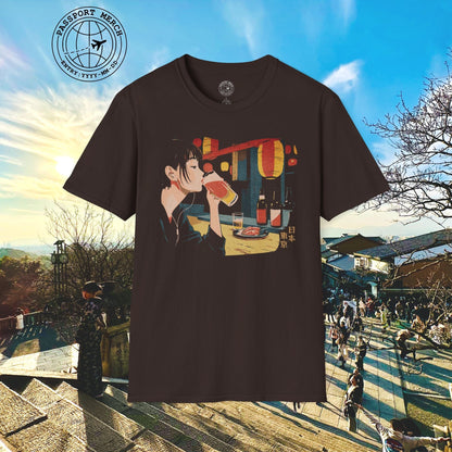 Woman Drinking in Shibuya, Tokyo, Japan T-Shirt
