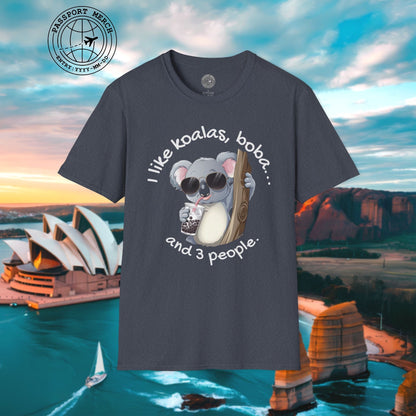 I like koalas, boba, and 3 people Australia T-Shirt