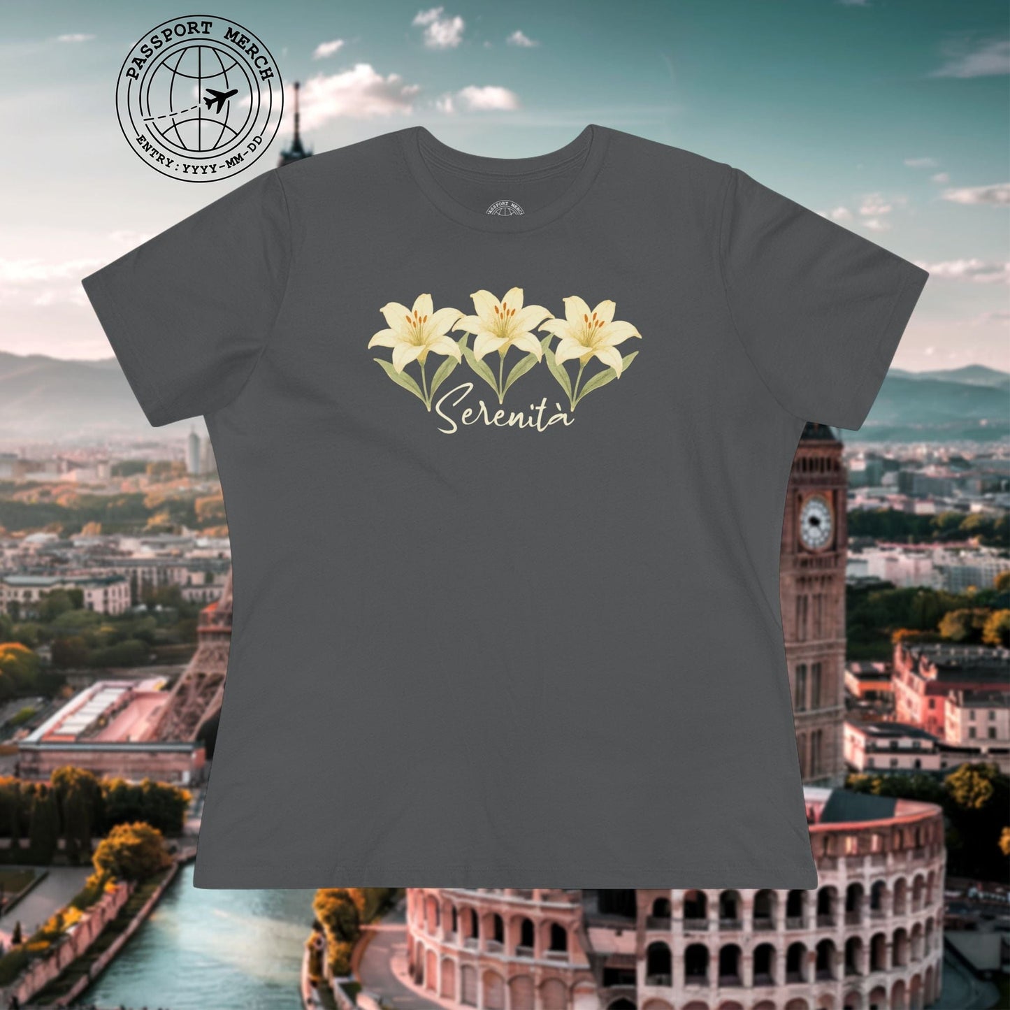 Serenita Watercolor Lily, Italy, Womens Fit T-Shirt