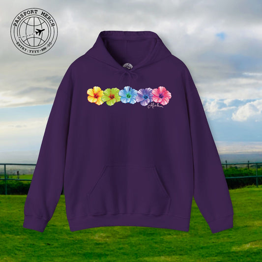 Five Vibrant Hibiscus, Hawaii Hoodie