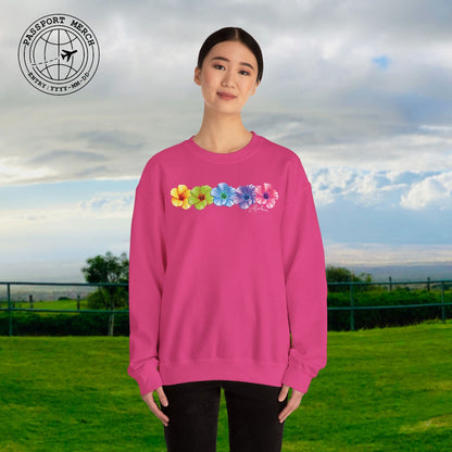 Five Vibrant Hibiscus, Hawaii Crewneck