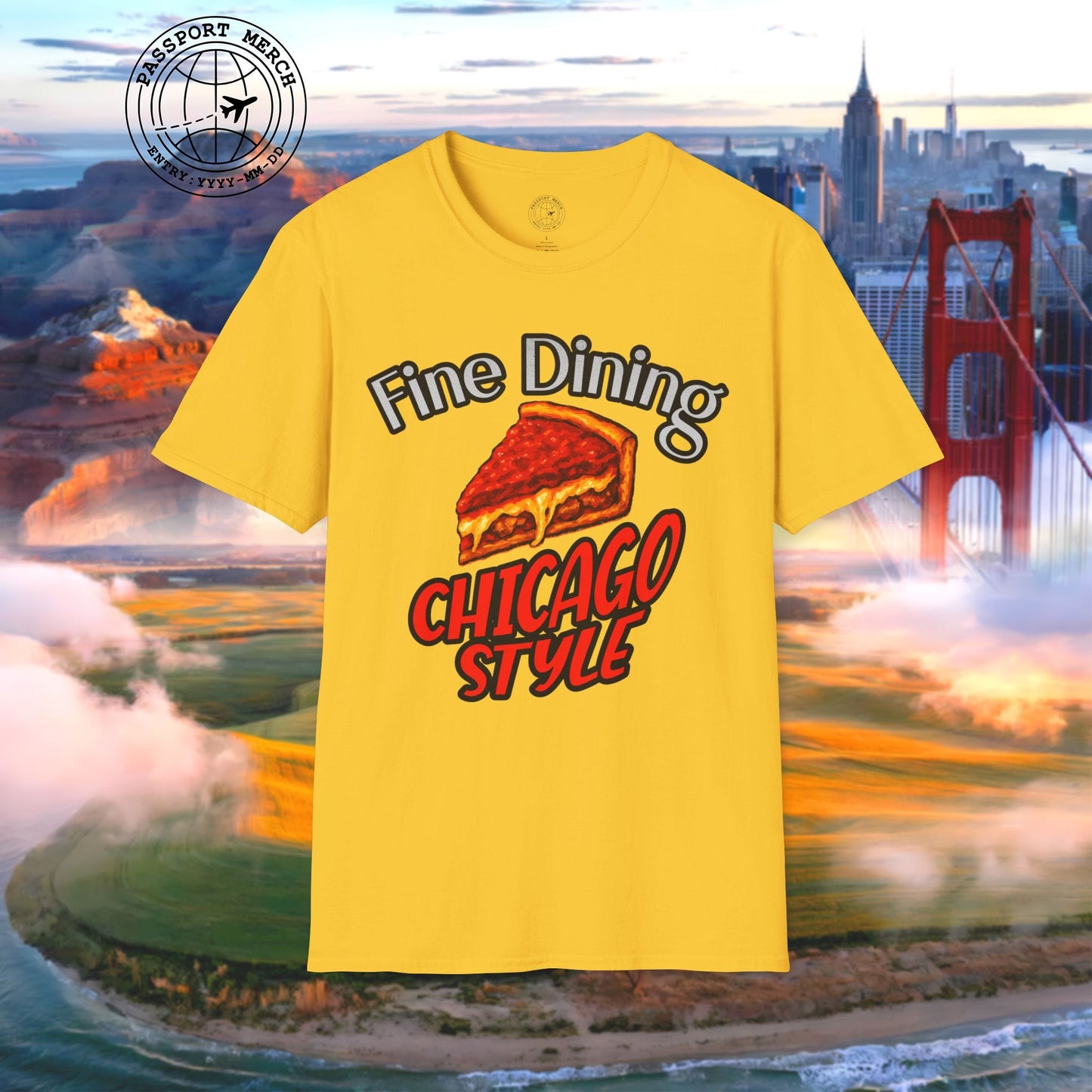 Deep Dish Pizza Fine Dining Chicago Style, Illinois T-Shirt