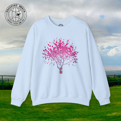 Cherry Blossoms Growing from Peace Japan Crewneck